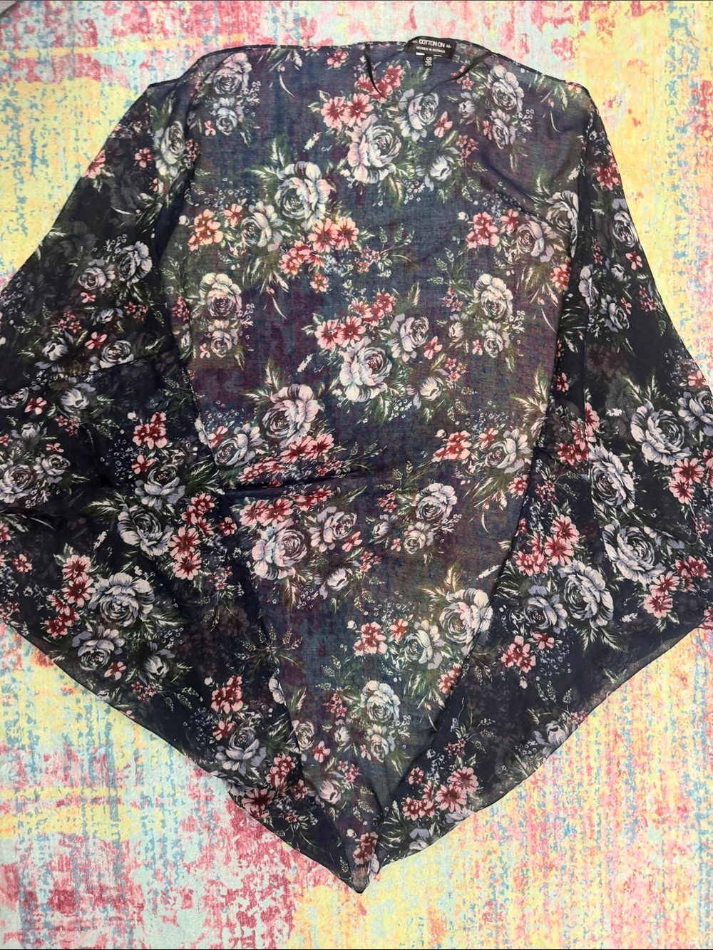Cotton On Black Floral Asymmetrical Skirt
